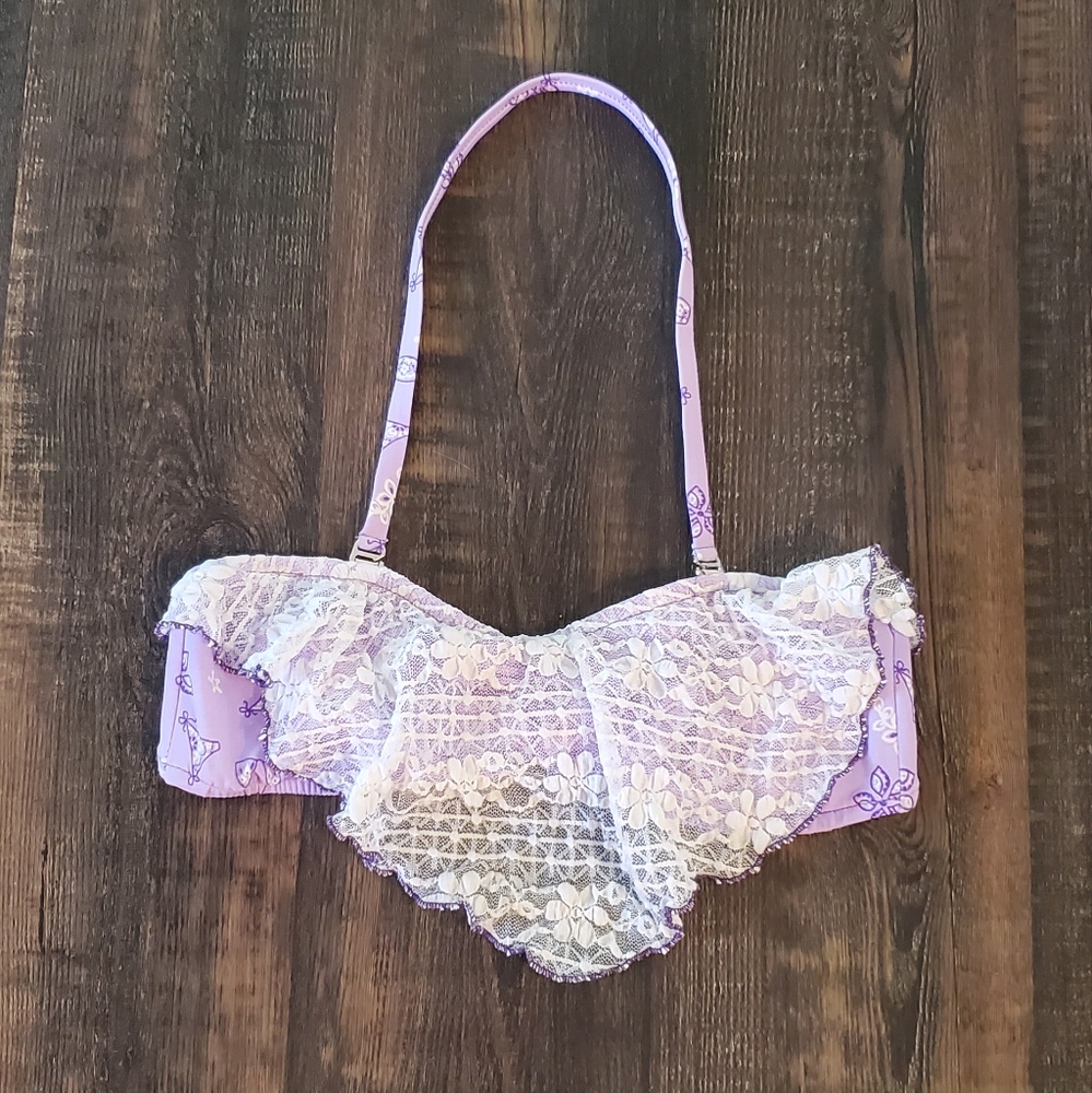 NWOT Lavender Bandana Print Fresh Peaches Bikini Top Size M